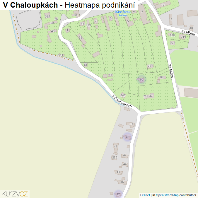 Mapa V Chaloupkách - Firmy v ulici.