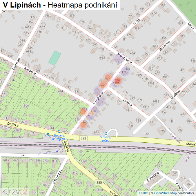 Mapa V Lipinách - Firmy v ulici.