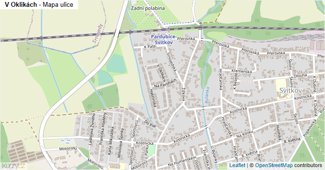 V Oklikách - mapa ulice