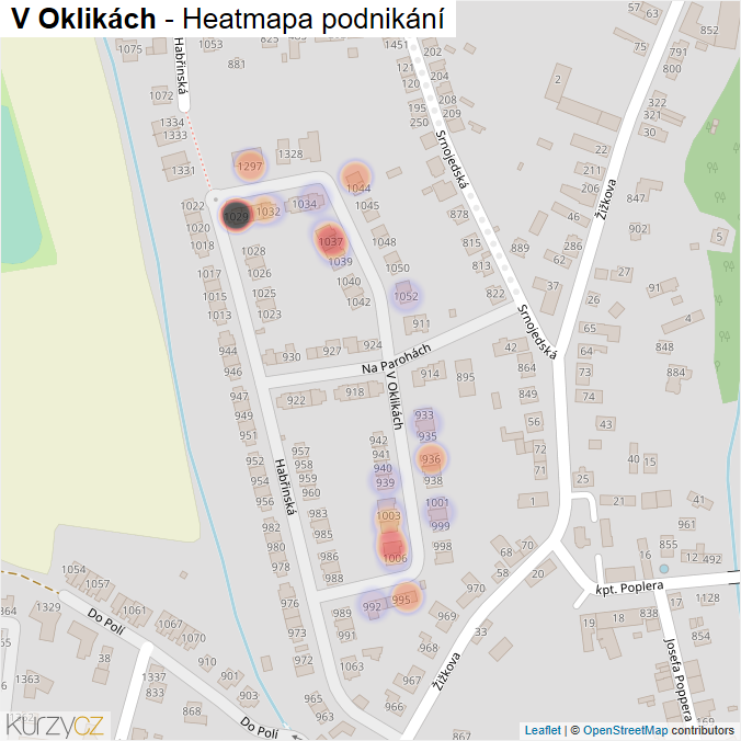 Mapa V Oklikách - Firmy v ulici.