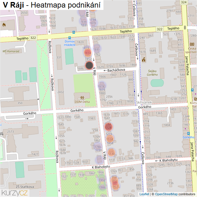 Mapa V Ráji - Firmy v ulici.