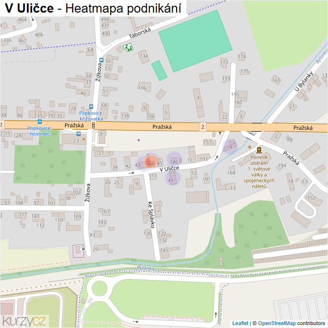 Mapa V Uličce - Firmy v ulici.
