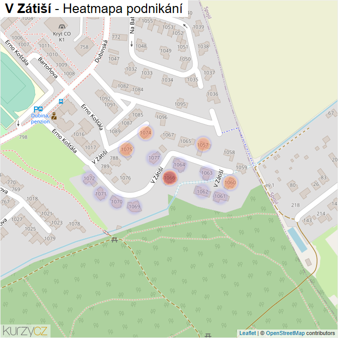 Mapa V Zátiší - Firmy v ulici.