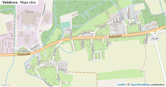 Vašákova - mapa ulice