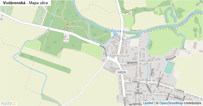 Vodárenská - mapa ulice