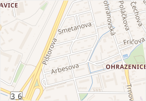 Vrchlického v obci Pardubice - mapa ulice
