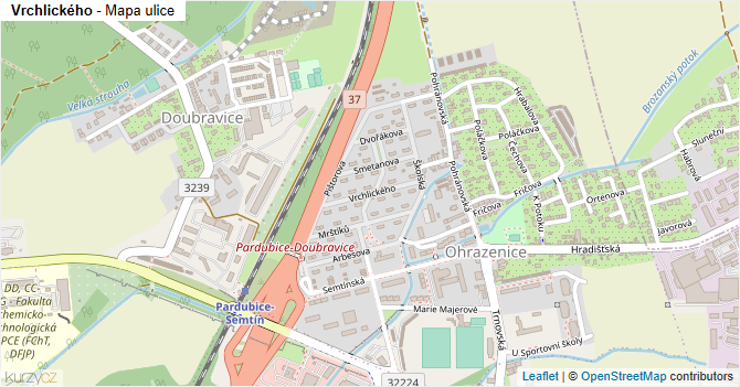 Vrchlického - mapa ulice