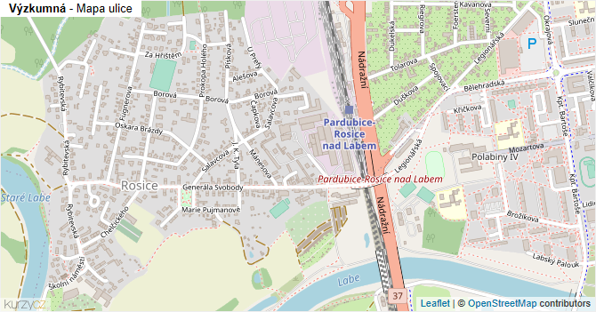 Výzkumná - mapa ulice