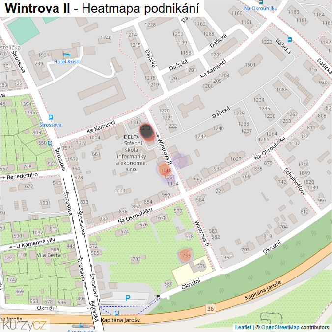 Mapa Wintrova II - Firmy v ulici.