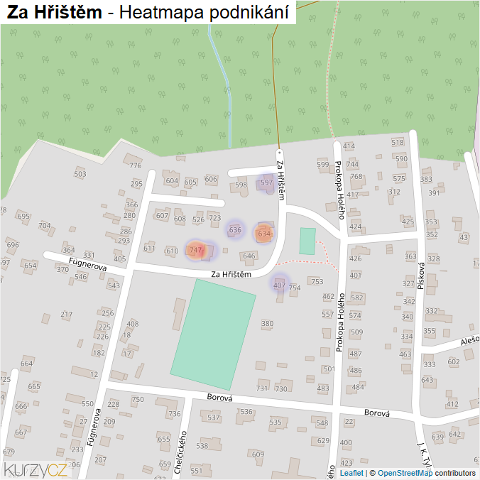 Mapa Za Hřištěm - Firmy v ulici.