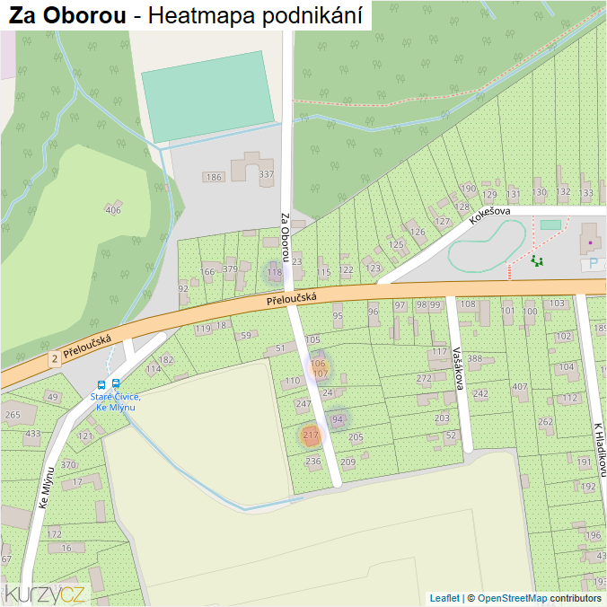 Mapa Za Oborou - Firmy v ulici.
