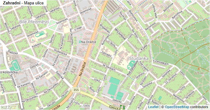 Zahradní - mapa ulice