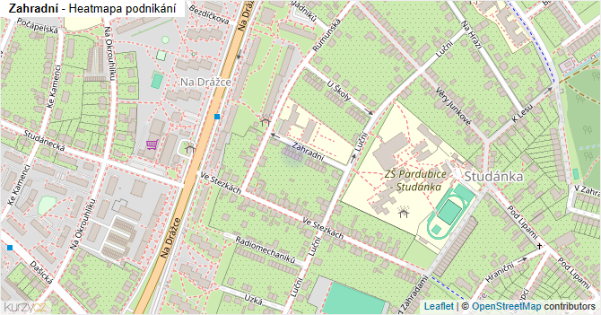 Zahradní - mapa podnikání