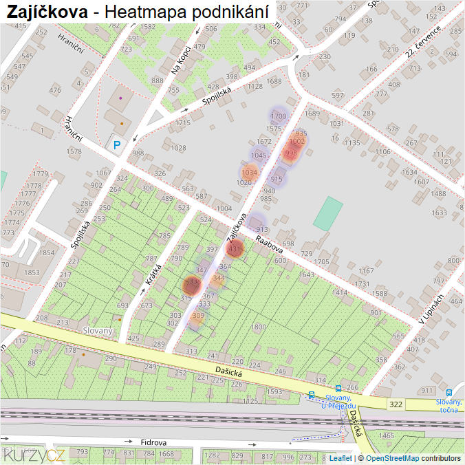 Mapa Zajíčkova - Firmy v ulici.