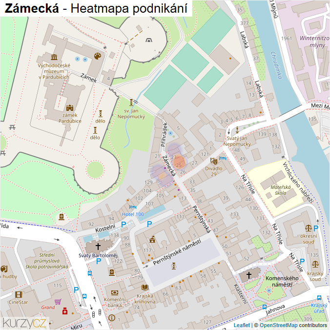 Mapa Zámecká - Firmy v ulici.