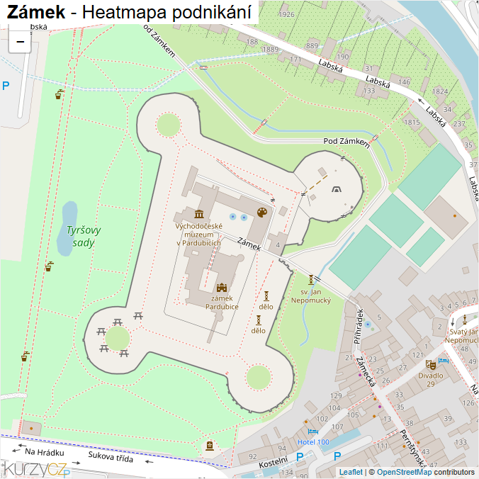 Mapa Zámek - Firmy v ulici.