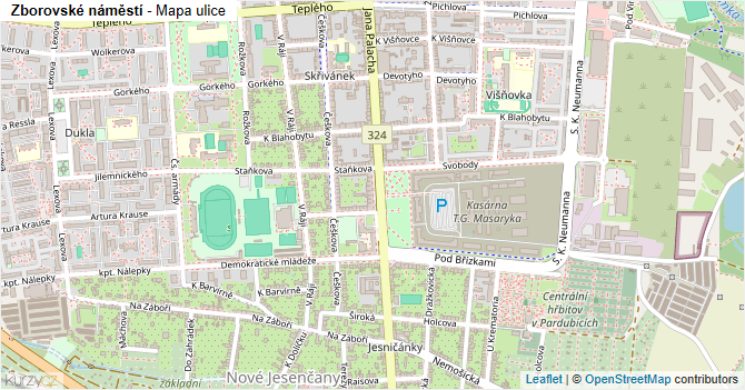 Zborovské náměstí - mapa ulice