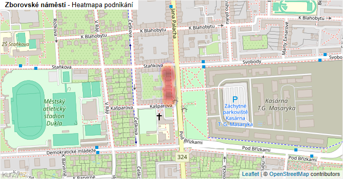 Zborovské náměstí - mapa podnikání