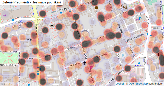Zelené Předměstí - mapa podnikání