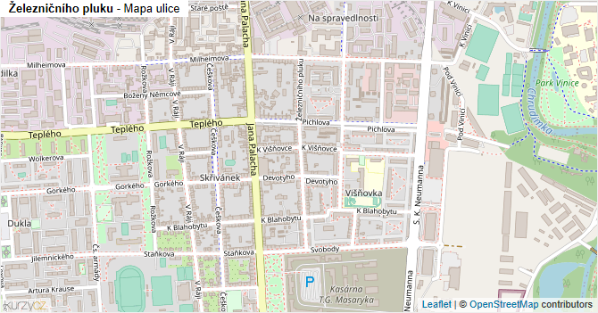 Železničního pluku - mapa ulice