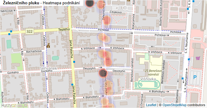 Železničního pluku - mapa podnikání