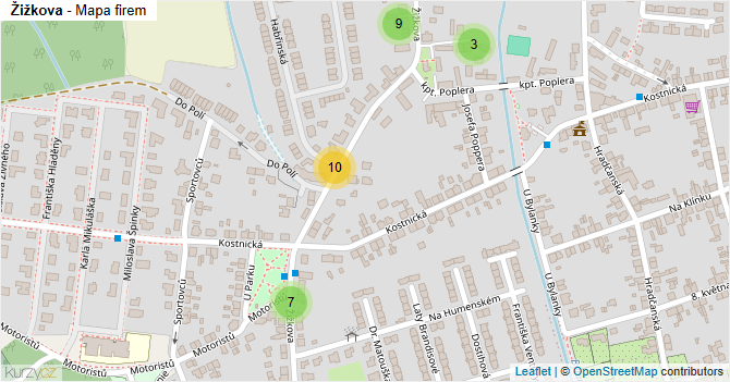 Žižkova - mapa firem