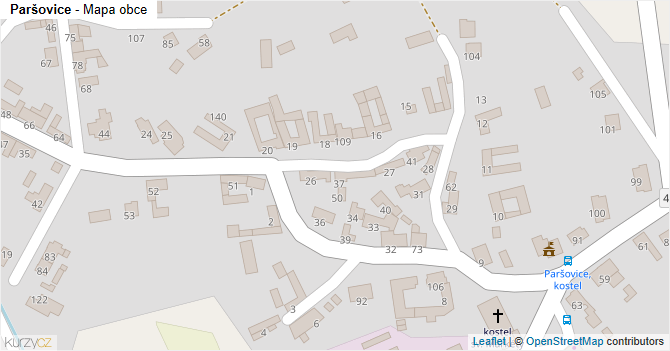 Paršovice - mapa obce