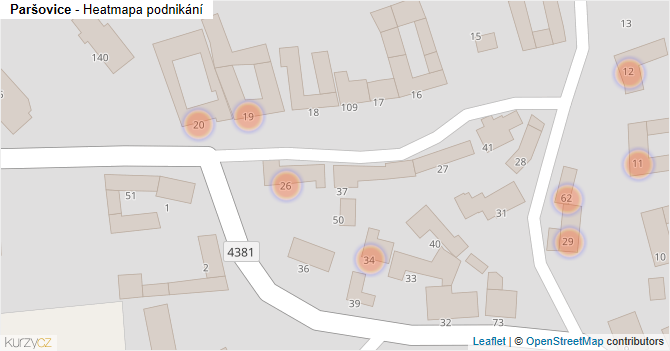 Paršovice - mapa podnikání