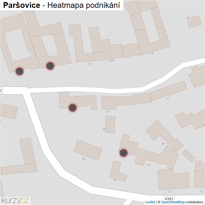 Mapa Paršovice - Firmy v obci.