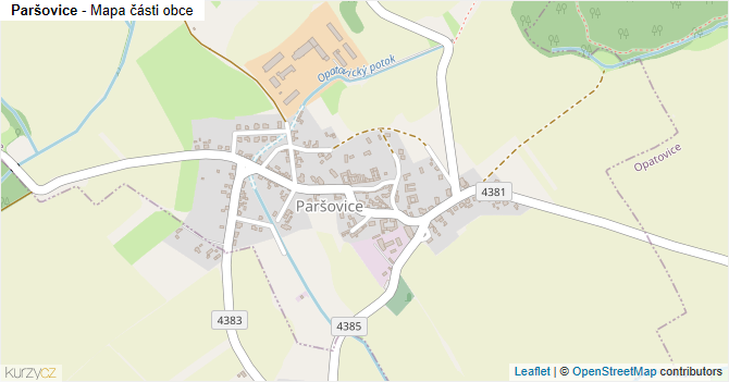 Paršovice - mapa části obce