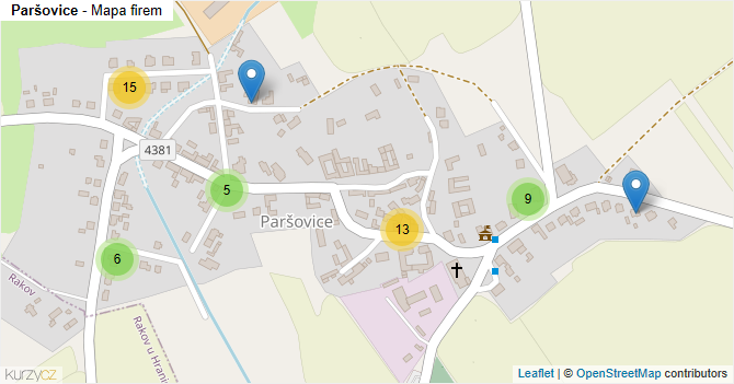 Paršovice - mapa firem