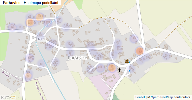 Paršovice - mapa podnikání