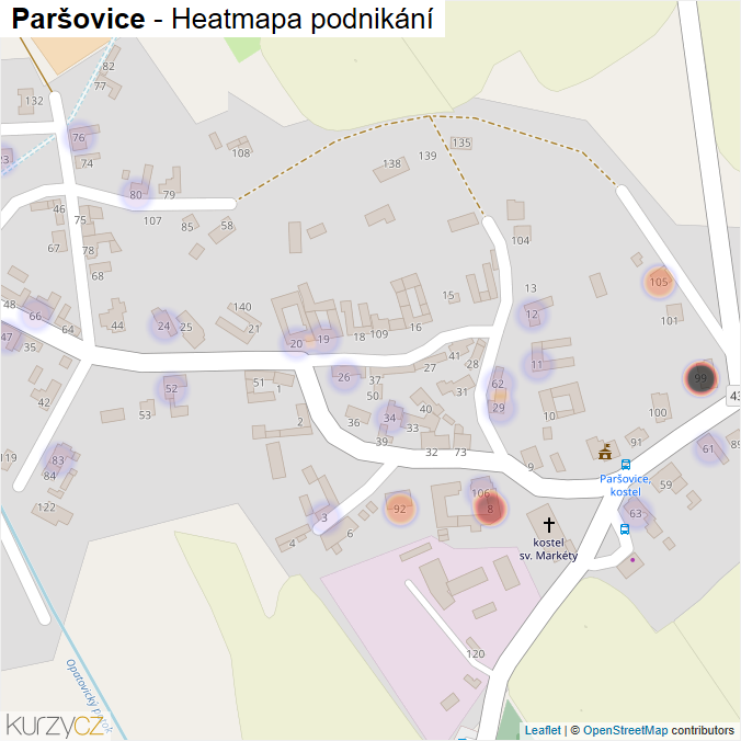 Mapa Paršovice - Firmy v části obce.