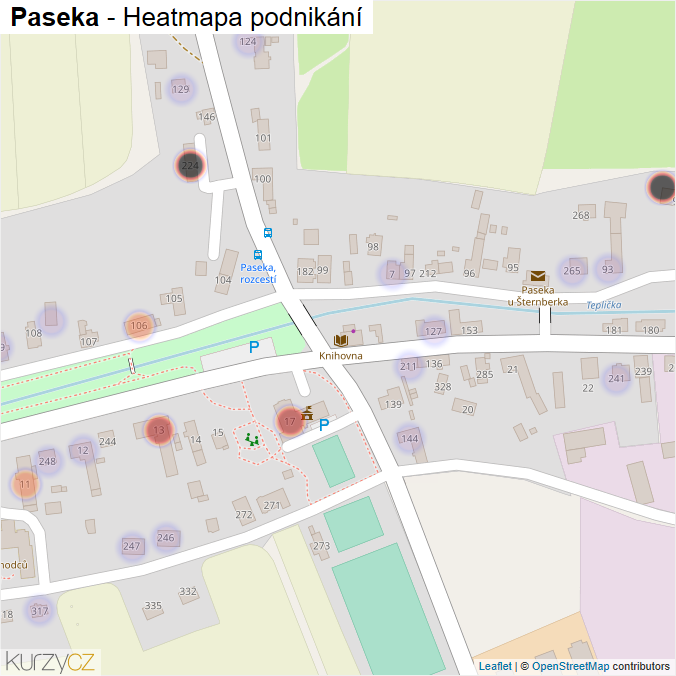 Mapa Paseka - Firmy v části obce.