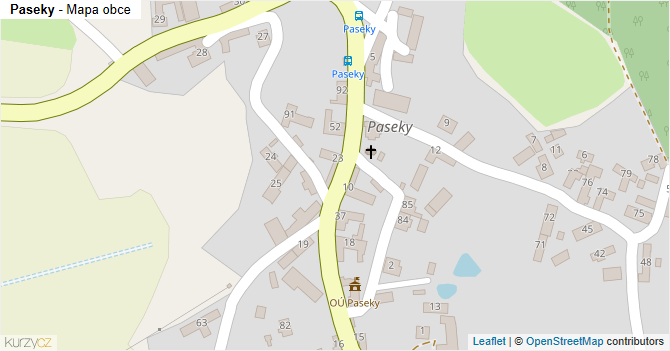 Paseky - mapa obce