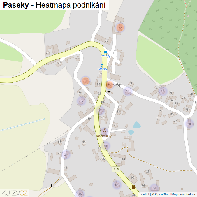 Mapa Paseky - Firmy v části obce.