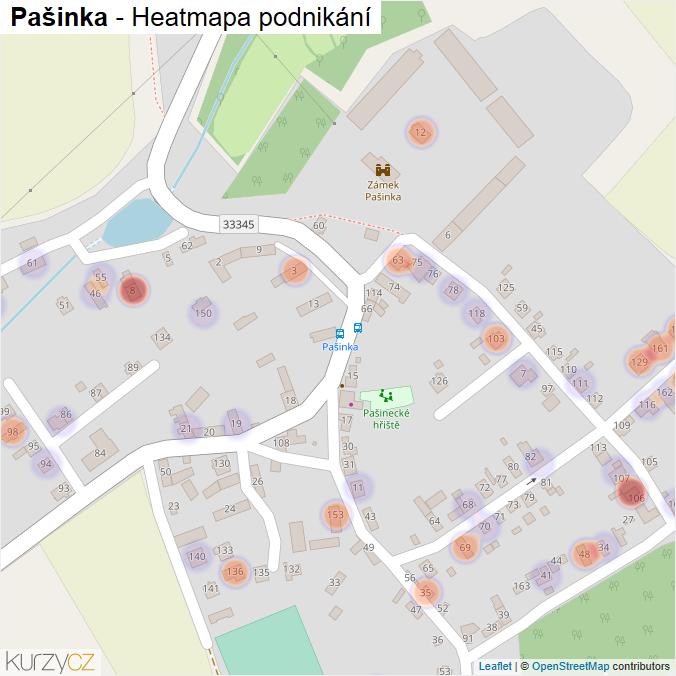 Mapa Pašinka - Firmy v části obce.