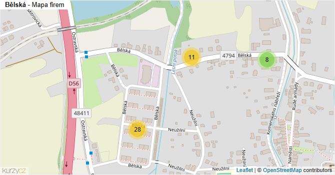 Bělská - mapa firem