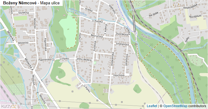 Boženy Němcové - mapa ulice