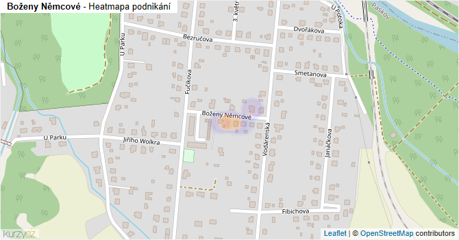 Boženy Němcové - mapa podnikání