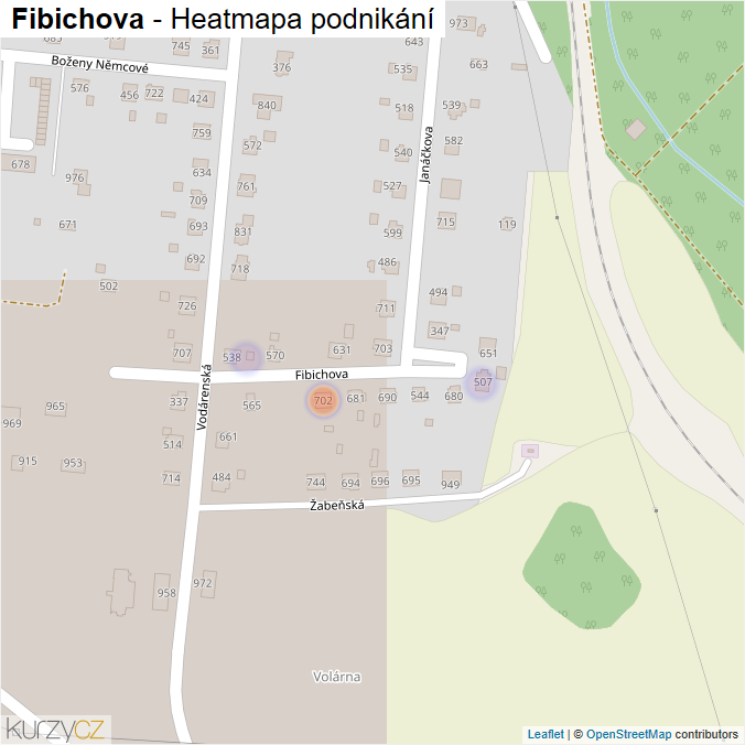 Mapa Fibichova - Firmy v ulici.