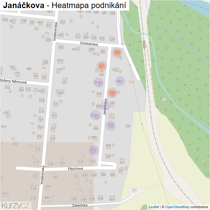 Mapa Janáčkova - Firmy v ulici.