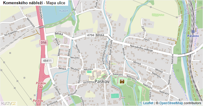 Komenského nábřeží - mapa ulice