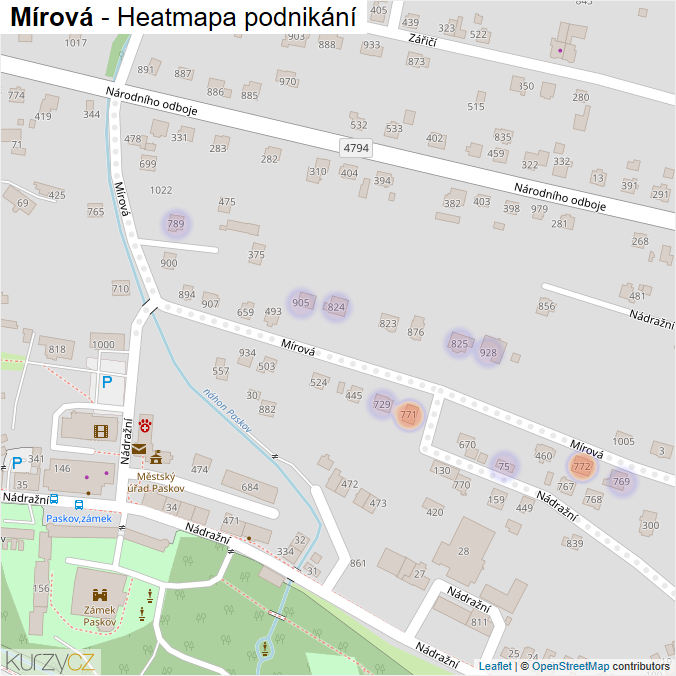 Mapa Mírová - Firmy v ulici.