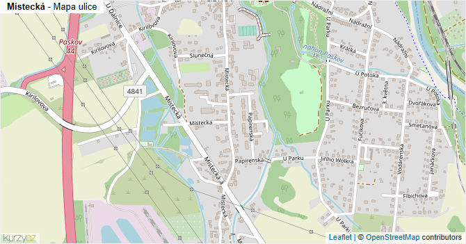 Místecká - mapa ulice