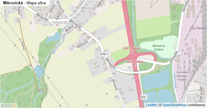 Mitrovická - mapa ulice