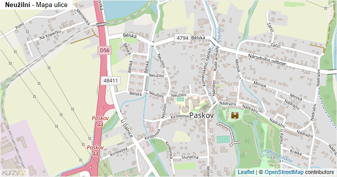 Neužilní - mapa ulice