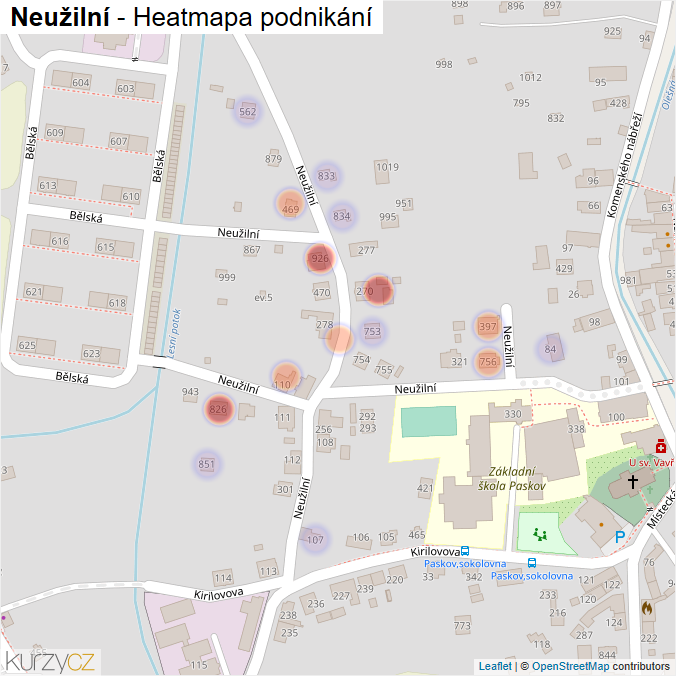Mapa Neužilní - Firmy v ulici.