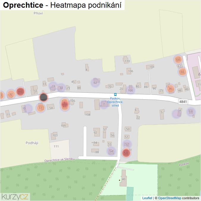 Mapa Oprechtice - Firmy v části obce.