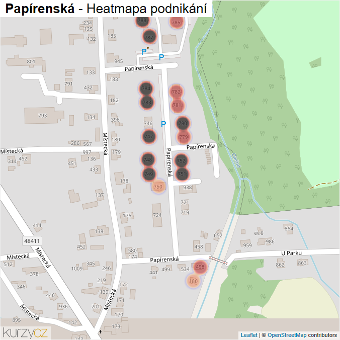 Mapa Papírenská - Firmy v ulici.